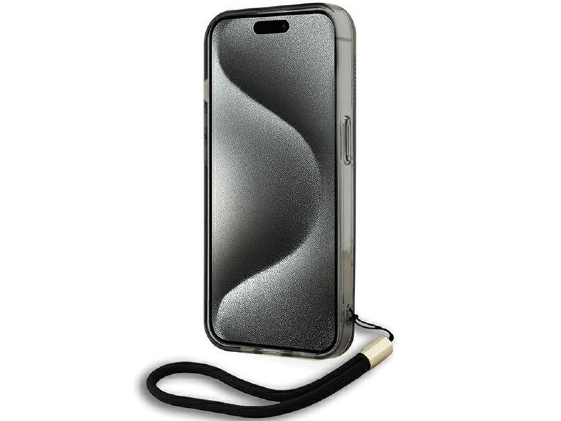 Capa Karl Lagerfeld IML Mono KL Pattern & Cord para iPhone 15 Pro - preta