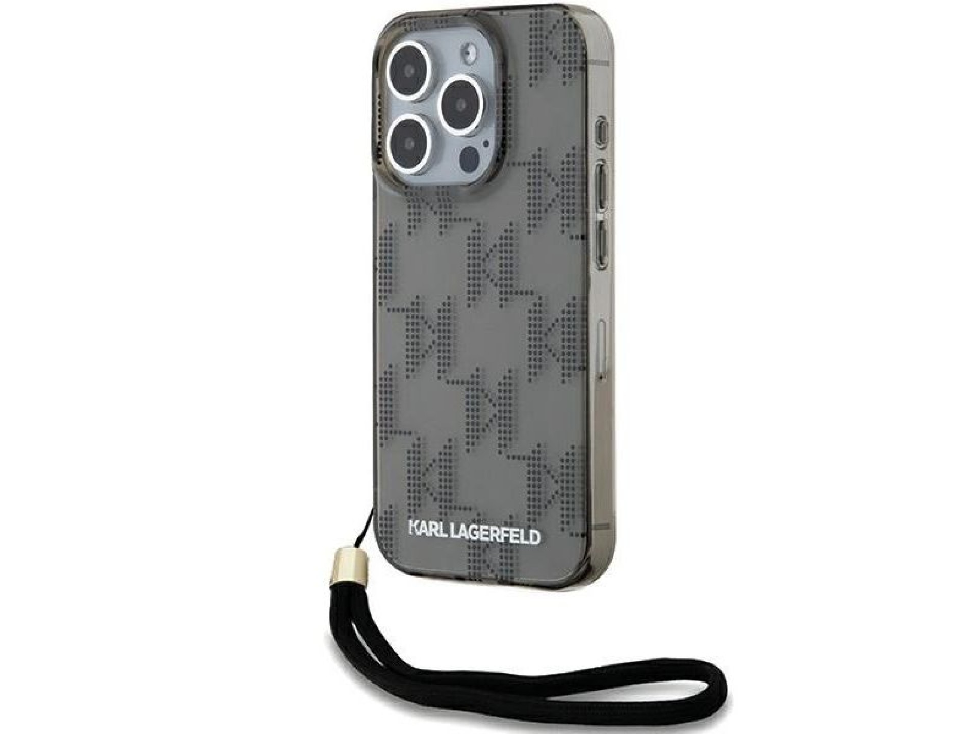 Capa Karl Lagerfeld IML Mono KL Pattern & Cord para iPhone 15 Pro - preta