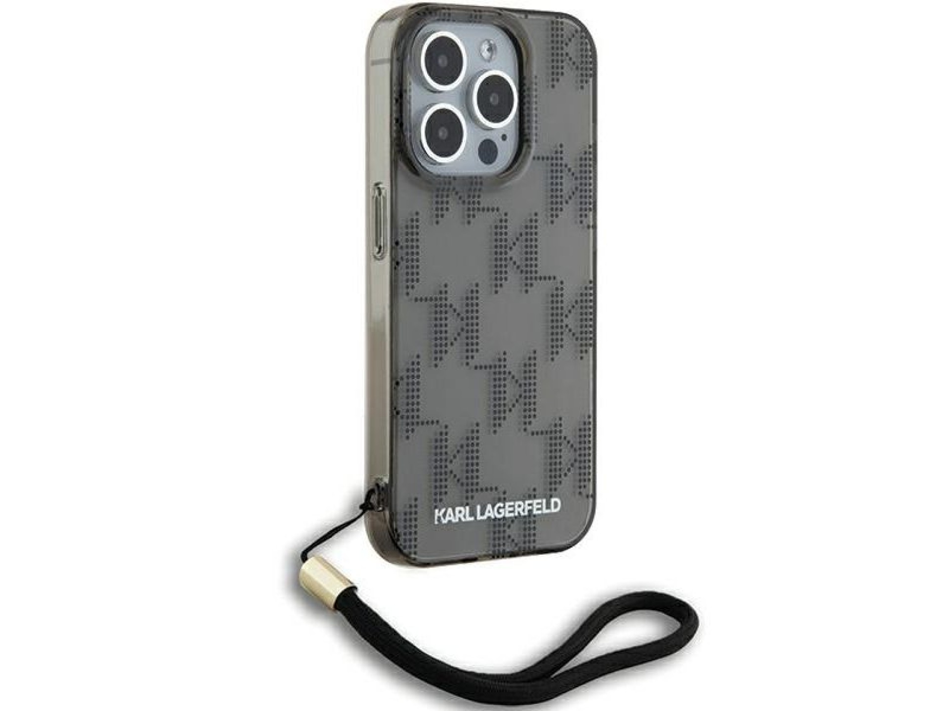 Capa Karl Lagerfeld IML Mono KL Pattern & Cord para iPhone 15 Pro - preta