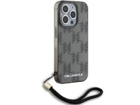 Capa Karl Lagerfeld IML Mono KL Pattern & Cord para iPhone 15 Pro - preta Capa Karl Lagerfeld IML Mono KL Pattern & Cord para iPhone 15 Pro - preta