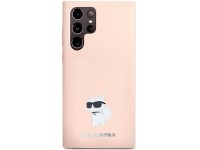 Capa de silicone Karl Lagerfeld Choupette com alfinete de metal para Samsung Galaxy S23 Ultra - rosa