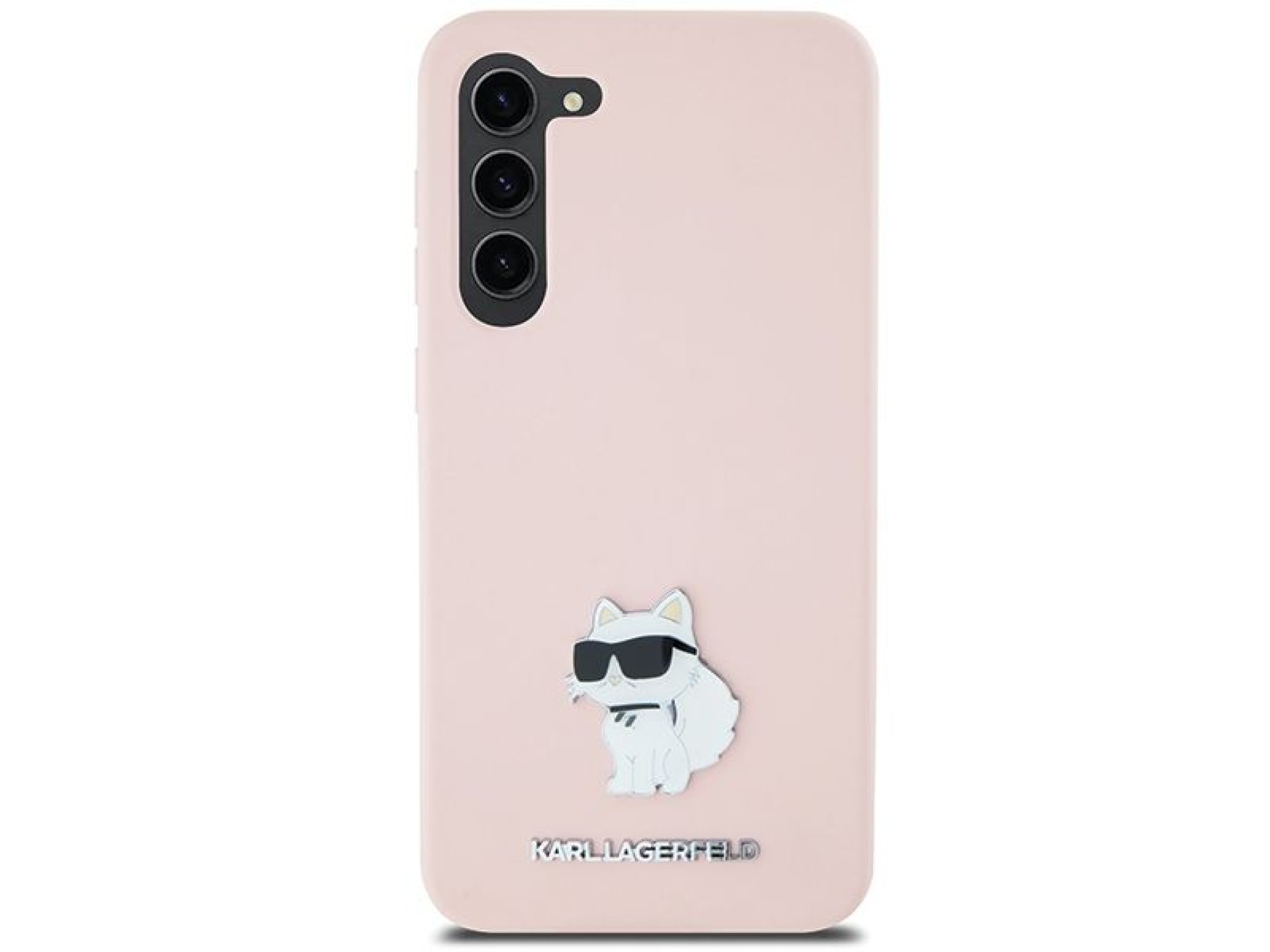 Funda de silicona Karl Lagerfeld Choupette con pin metálico para Samsung Galaxy S23+ - rosa