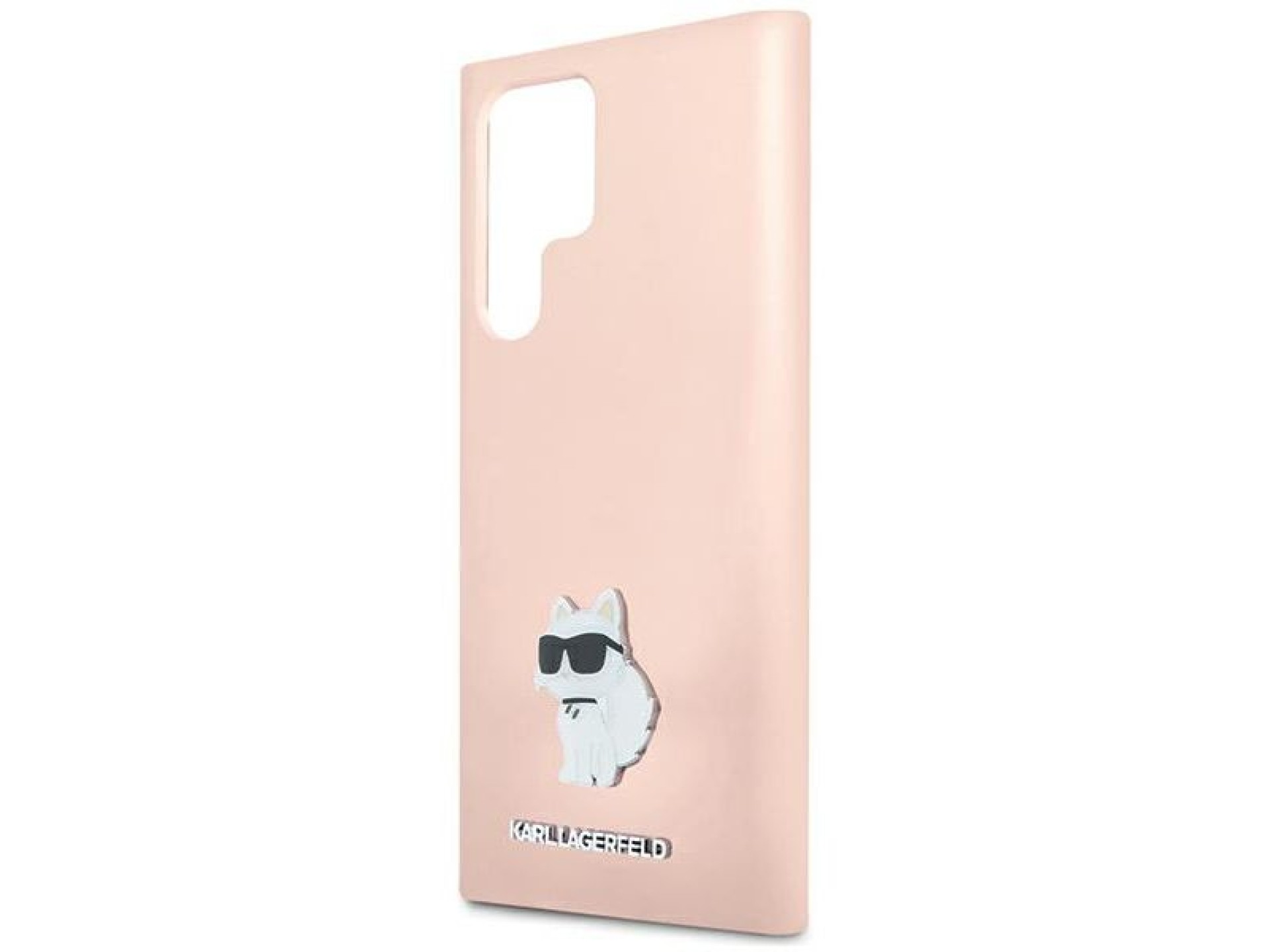 Capa de silicone Karl Lagerfeld Choupette com alfinete de metal para Samsung Galaxy S23 Ultra - rosa
