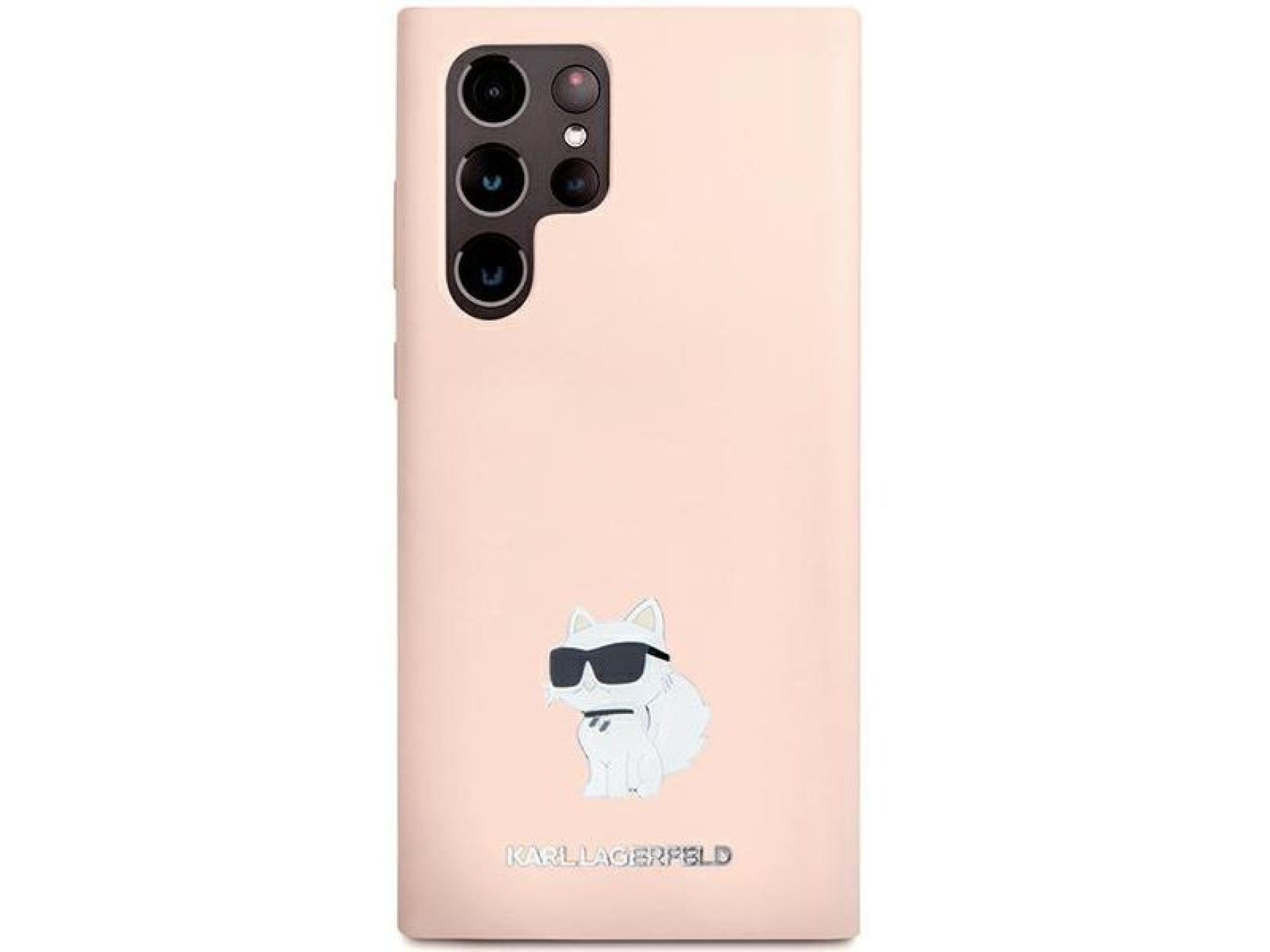Capa de silicone Karl Lagerfeld Choupette com alfinete de metal para Samsung Galaxy S23 Ultra - rosa