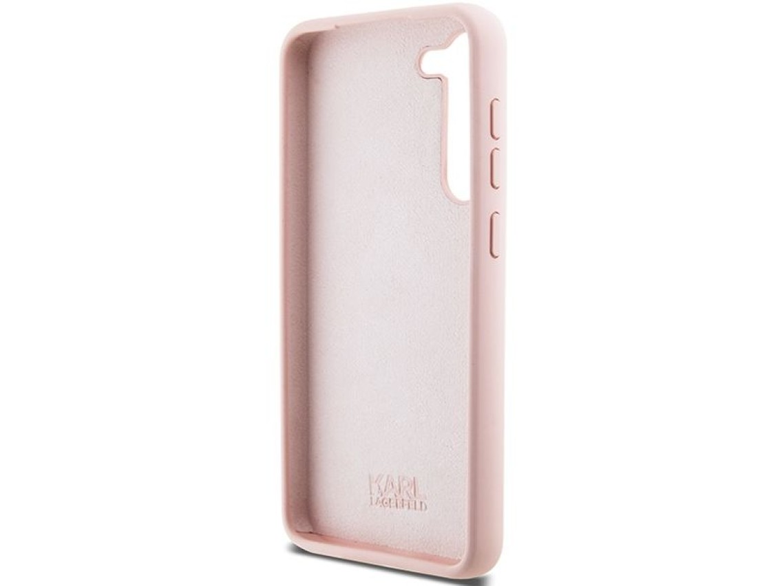 Funda de silicona Karl Lagerfeld Choupette con pin metálico para Samsung Galaxy S23+ - rosa