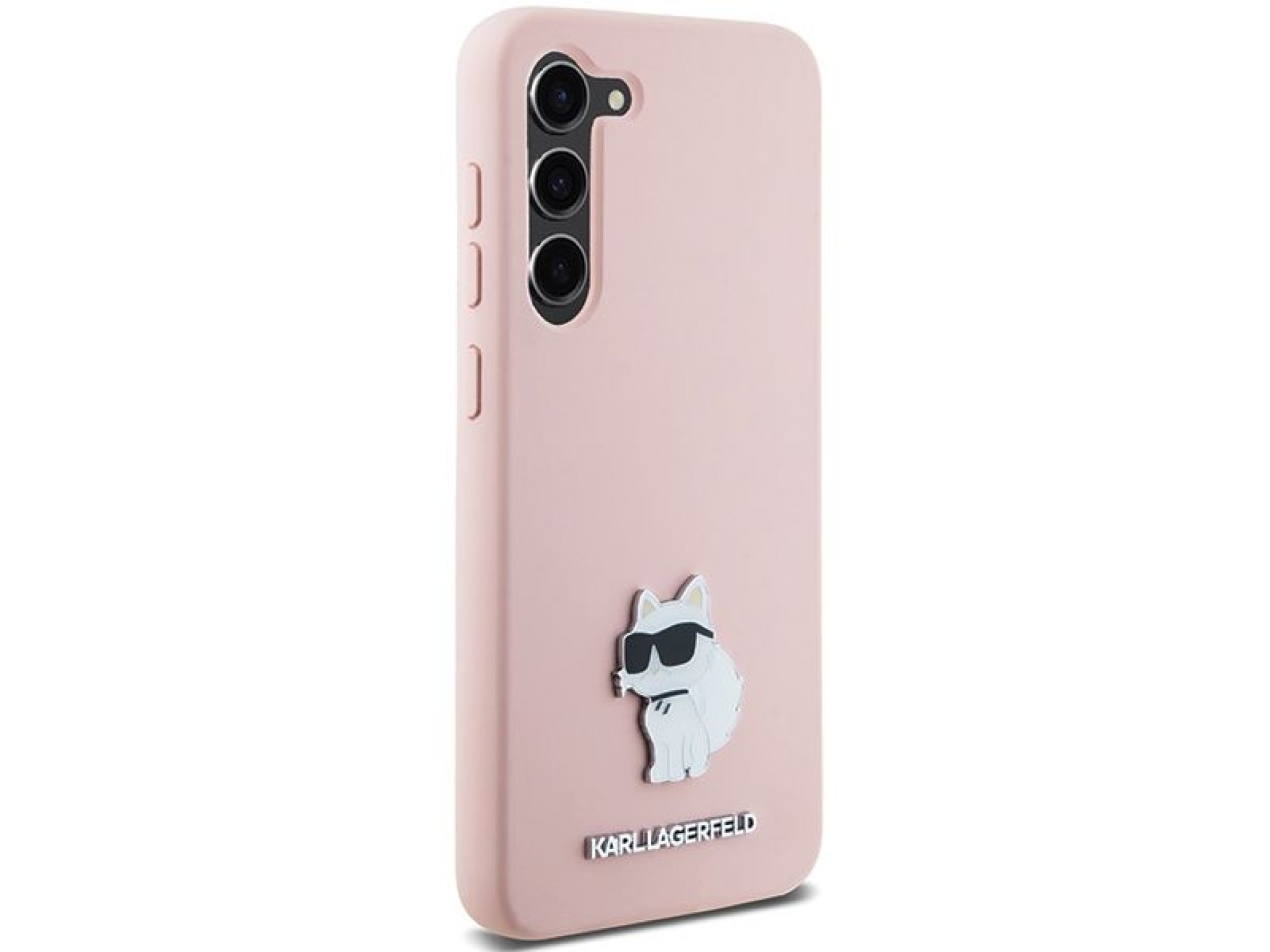 Funda de silicona Karl Lagerfeld Choupette con pin metálico para Samsung Galaxy S23+ - rosa