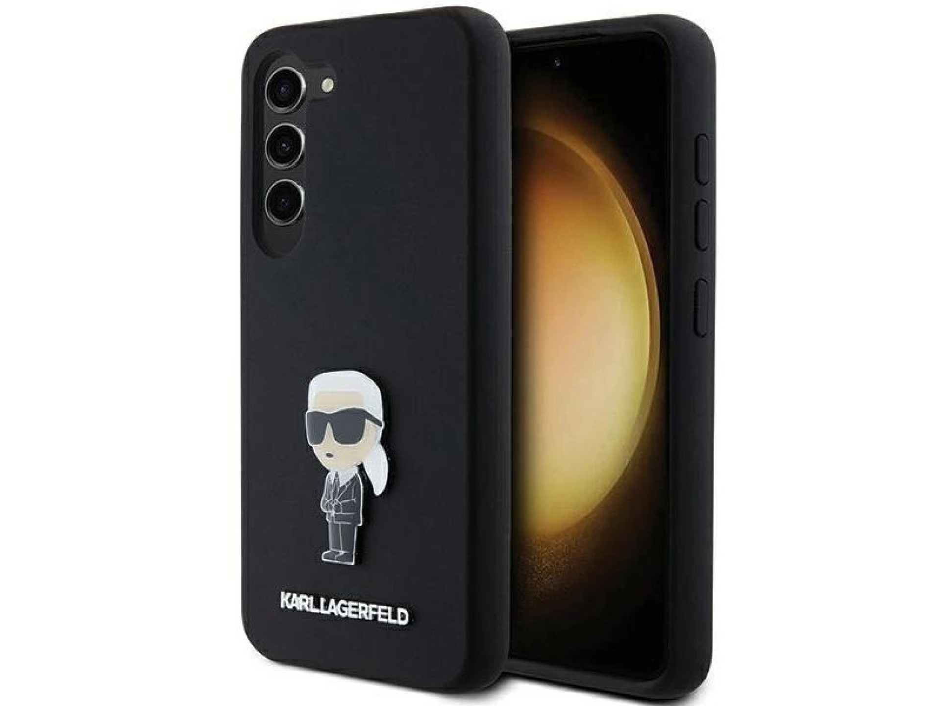 Funda de silicona Karl Lagerfeld Ikonik con pin metálico para Samsung Galaxy S23+ - negra