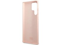 Capa de silicone Karl Lagerfeld Choupette com alfinete de metal para Samsung Galaxy S23 Ultra - rosa