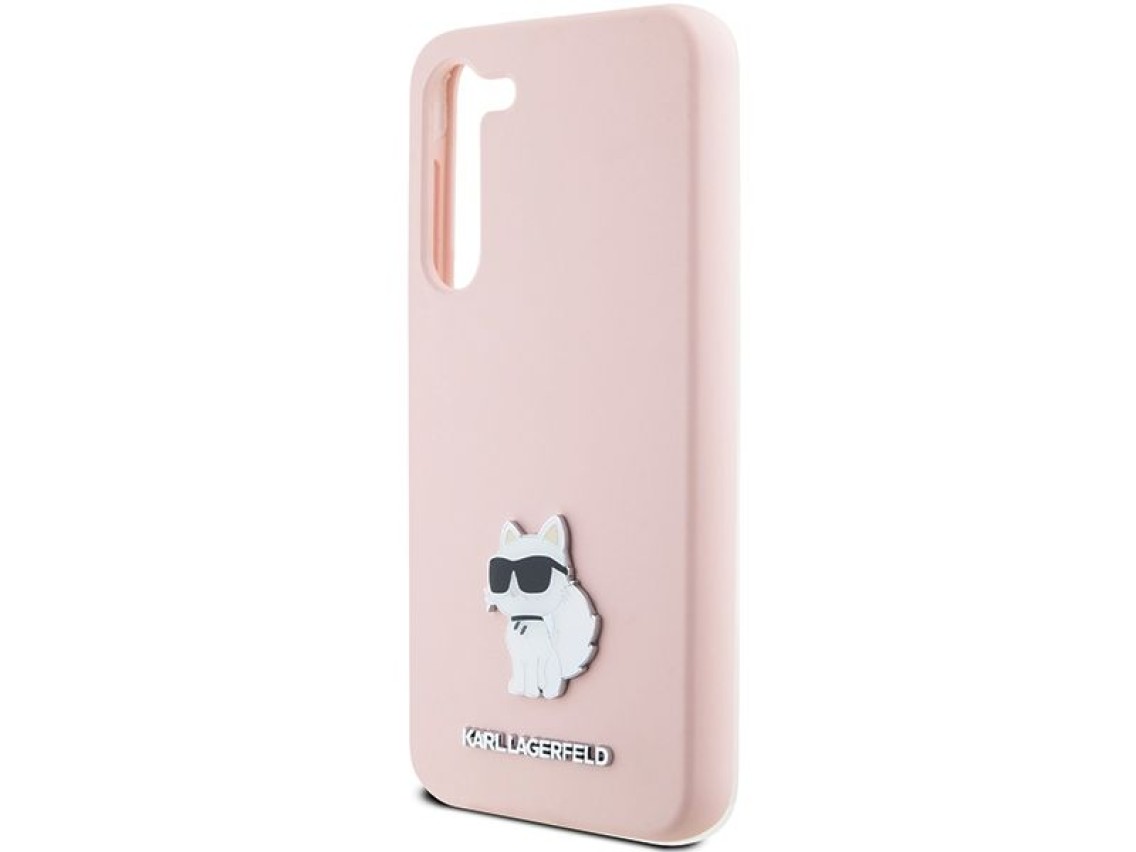 Funda de silicona Karl Lagerfeld Choupette con pin metálico para Samsung Galaxy S23+ - rosa