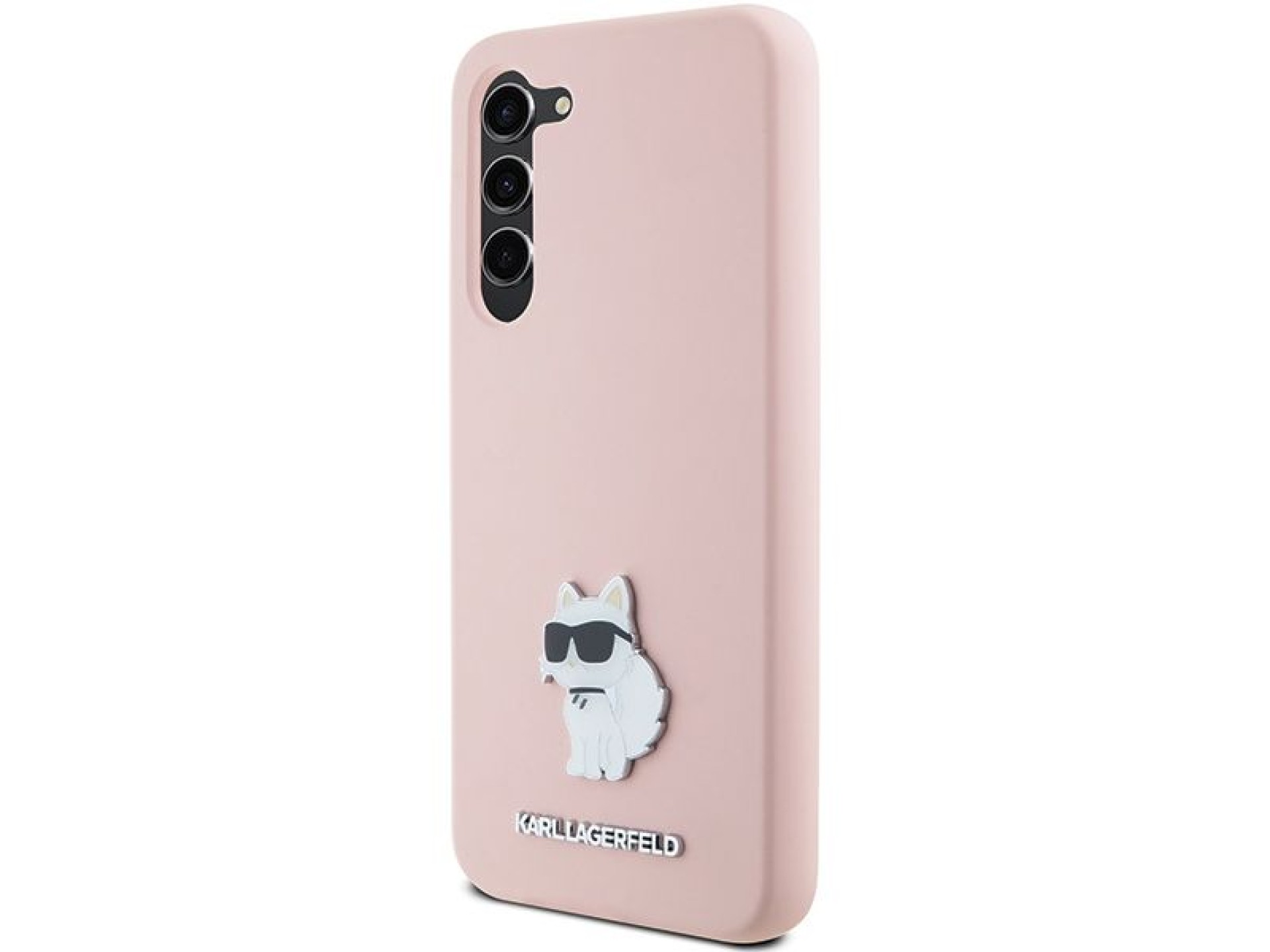 Funda de silicona Karl Lagerfeld Choupette con pin metálico para Samsung Galaxy S23+ - rosa