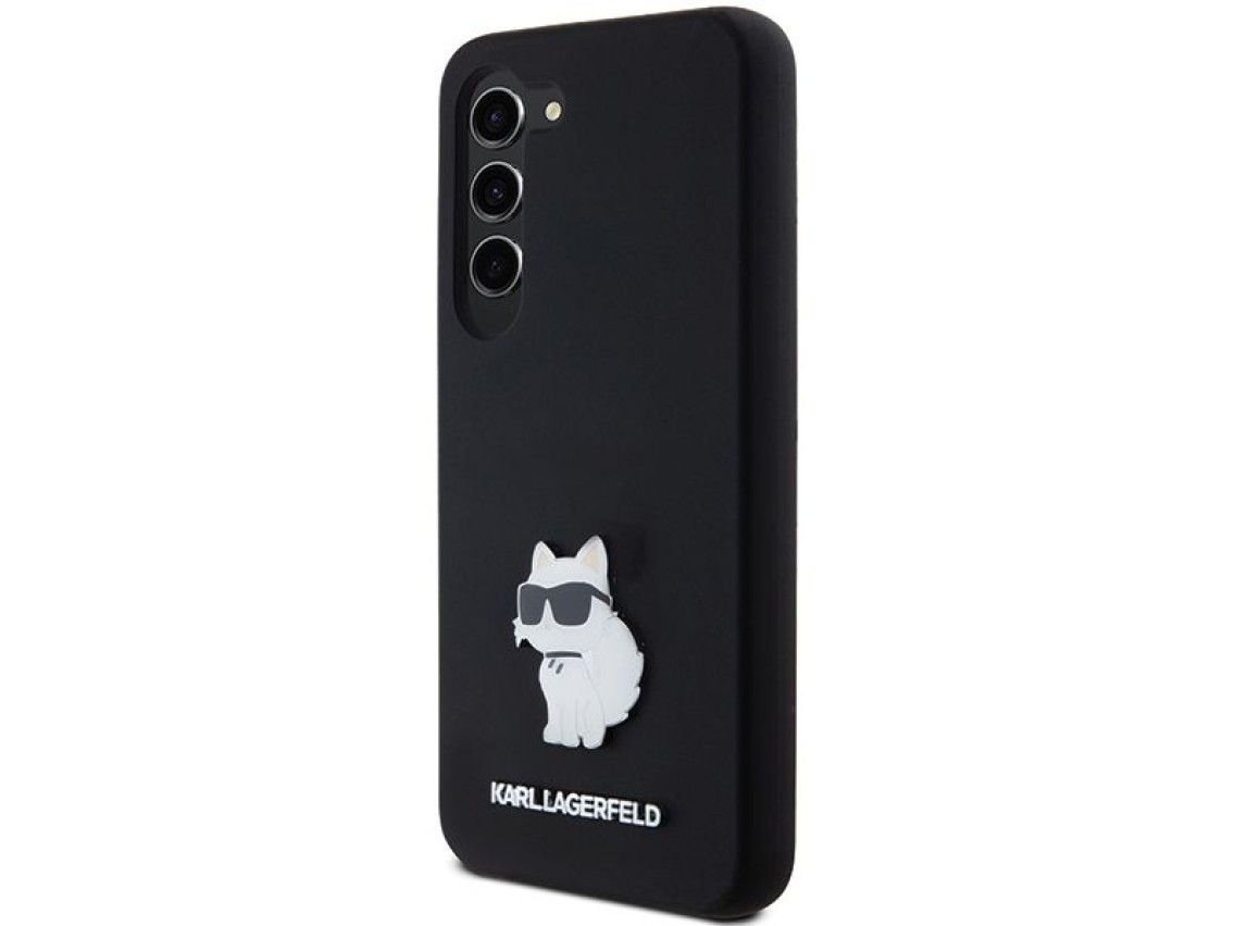Karl Lagerfeld Silicone Choupette Metal Pin case for Samsung Galaxy S23 - black