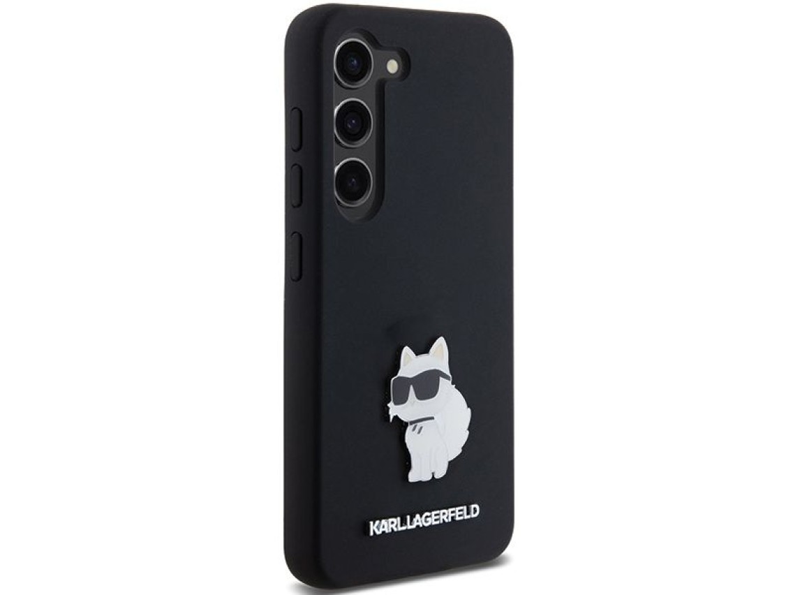 Karl Lagerfeld Silicone Choupette Metal Pin case for Samsung Galaxy S23 - black
