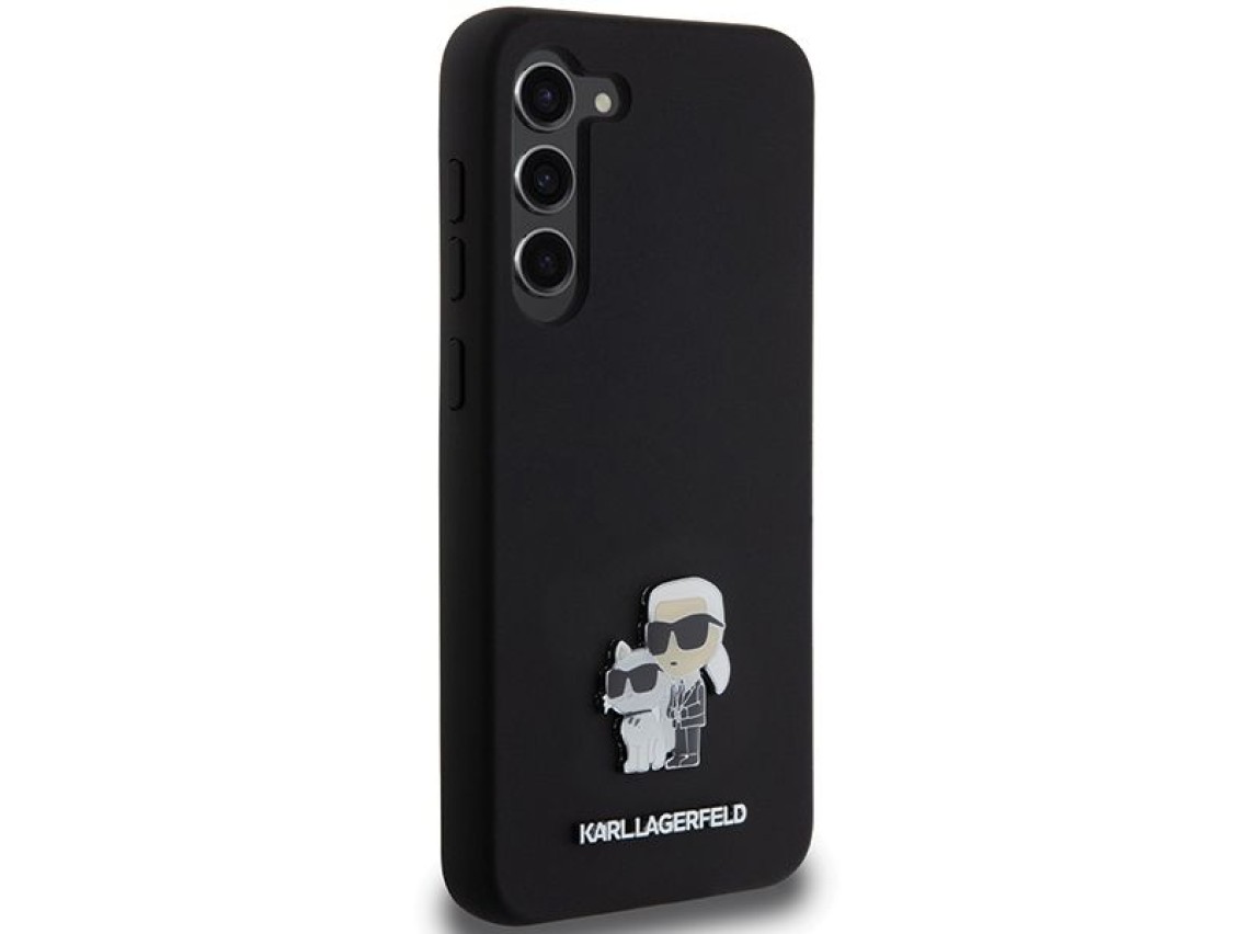 Karl Lagerfeld Silicone Karl&Choupette Metal Pin case for Samsung Galaxy S23+ - black
