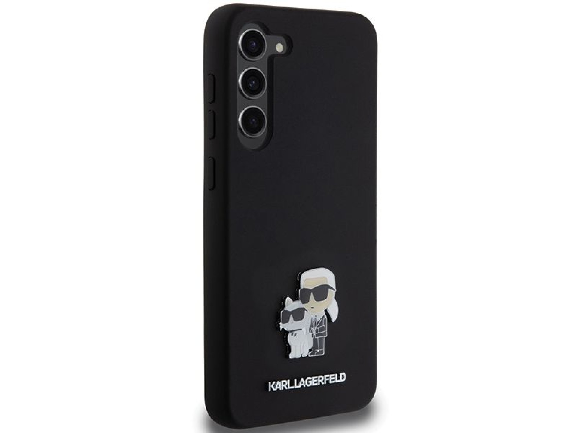 Karl Lagerfeld Silicone Karl&Choupette Metal Pin case for Samsung Galaxy S23+ - black