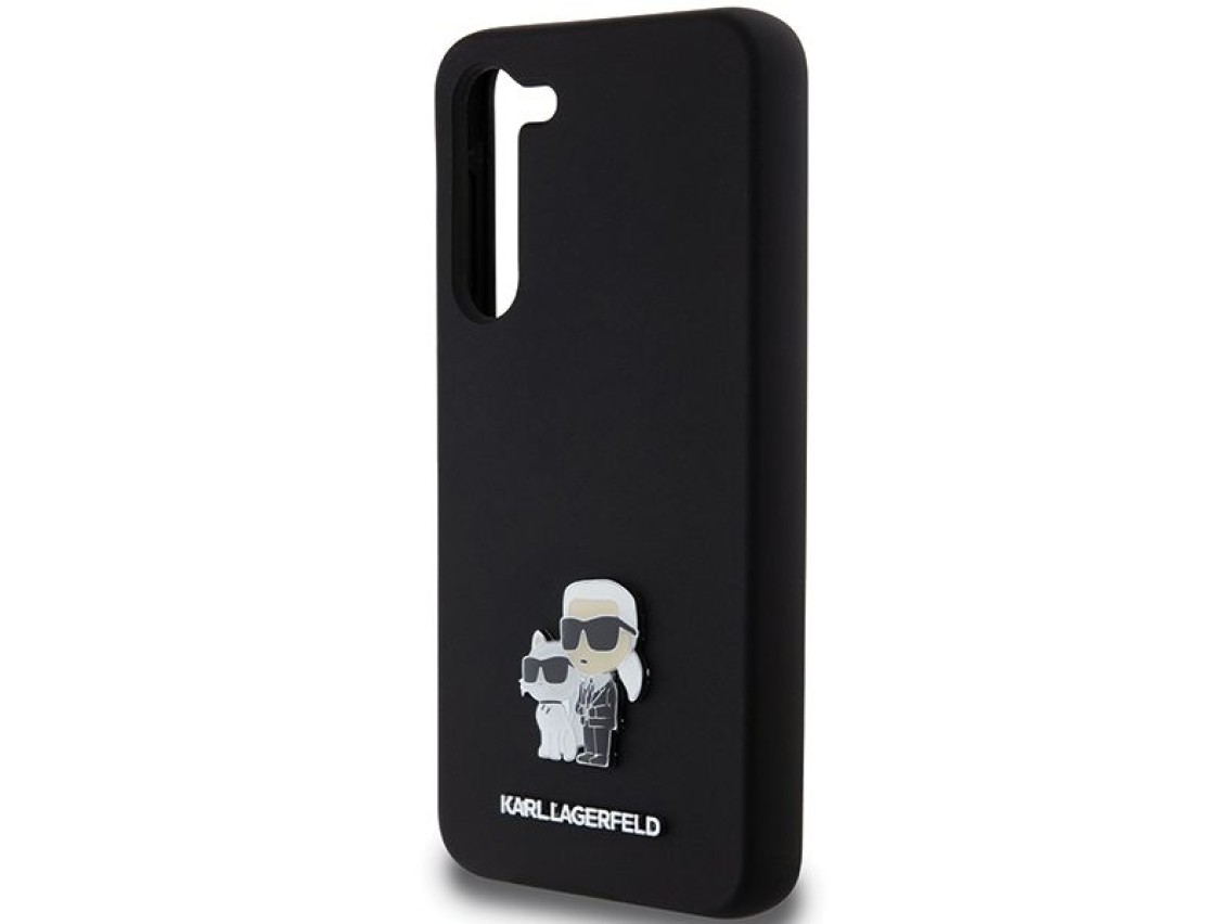Karl Lagerfeld Silicone Karl&Choupette Metal Pin case for Samsung Galaxy S23+ - black