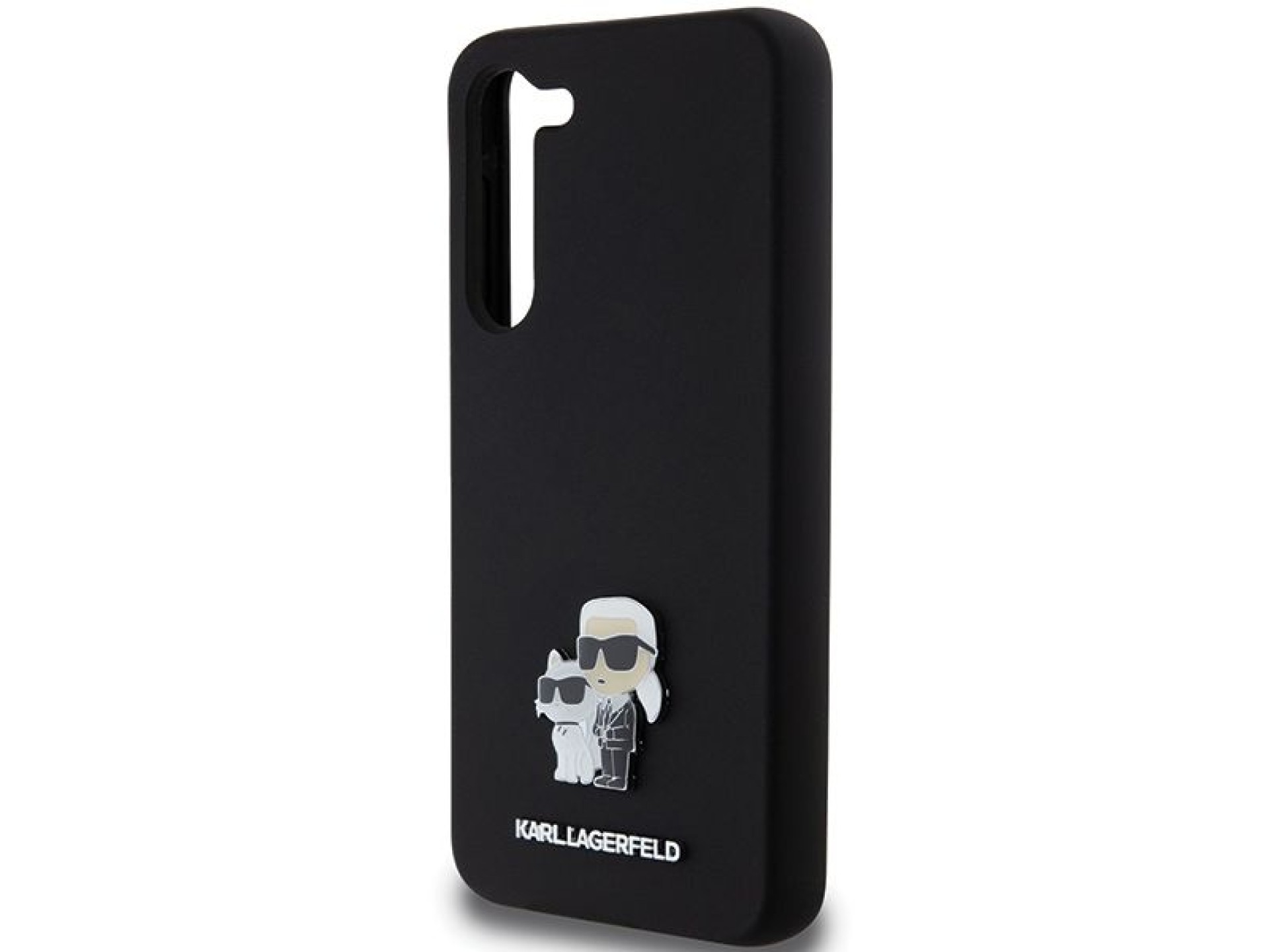 Karl Lagerfeld Silicone Karl&Choupette Metal Pin case for Samsung Galaxy S23+ - black