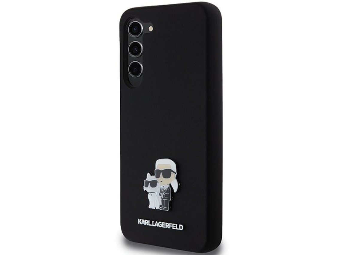 Karl Lagerfeld Silicone Karl&Choupette Metal Pin case for Samsung Galaxy S23+ - black