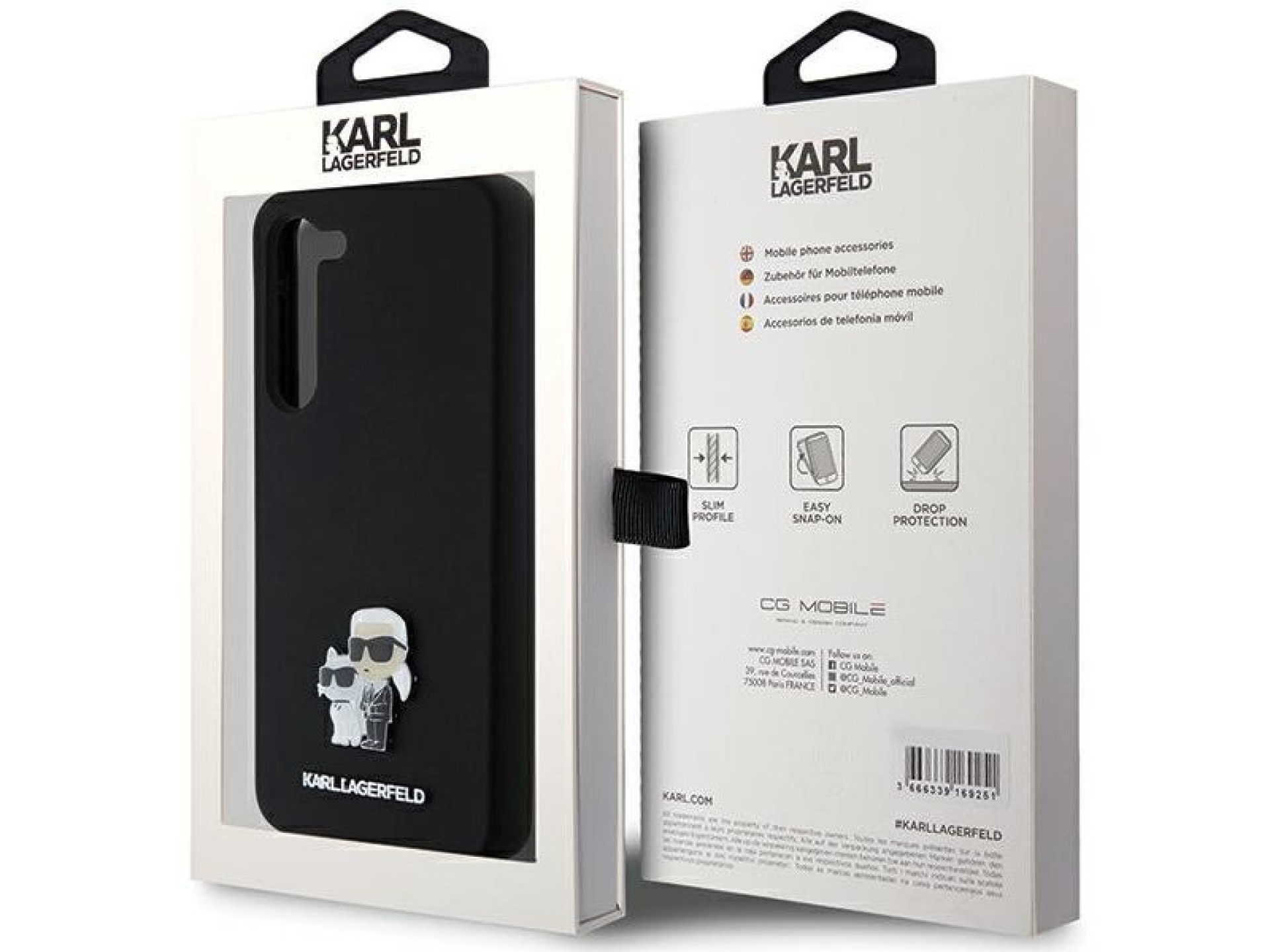 Karl Lagerfeld Silicone Karl&Choupette Metal Pin case for Samsung Galaxy S23+ - black