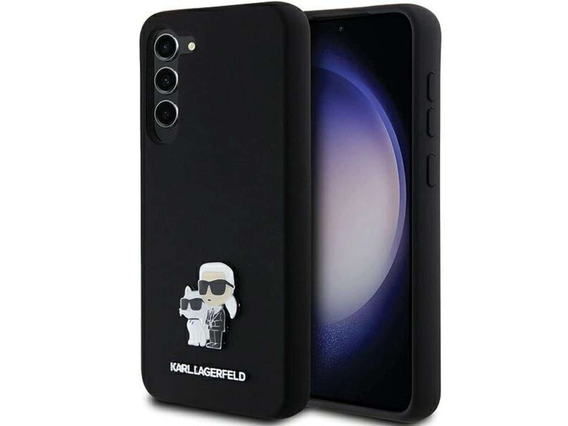 Karl Lagerfeld Silicone Karl&Choupette Metal Pin case for Samsung Galaxy S23+ - black