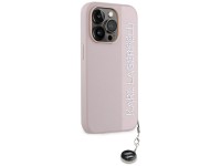 Capa Karl Lagerfeld Saffiano com strass e pingentes para iPhone 15 Pro - rosa Capa Karl Lagerfeld Saffiano com strass e pingentes para iPhone 15 Pro - rosa