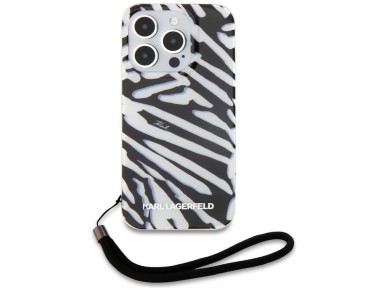 Karl Lagerfeld IML Zebra Pattern & Cord case for iPhone 15 Pro - black Karl Lagerfeld IML Zebra Pattern & Cord case for iPhone 15 Pro - black