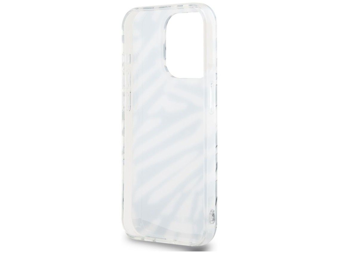 Capa Karl Lagerfeld IML com estampa de zebra e cordão para iPhone 15 Pro - preta