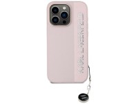 Capa Karl Lagerfeld Saffiano com strass e pingentes para iPhone 15 Pro - rosa Capa Karl Lagerfeld Saffiano com strass e pingentes para iPhone 15 Pro - rosa