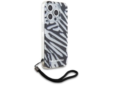 Karl Lagerfeld IML Zebra Pattern & Cord case for iPhone 15 Pro - black Karl Lagerfeld IML Zebra Pattern & Cord case for iPhone 15 Pro - black