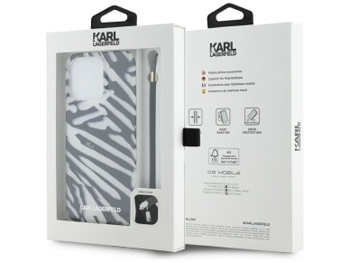 Karl Lagerfeld IML Zebra Pattern & Cord case for iPhone 15 Pro - black Karl Lagerfeld IML Zebra Pattern & Cord case for iPhone 15 Pro - black