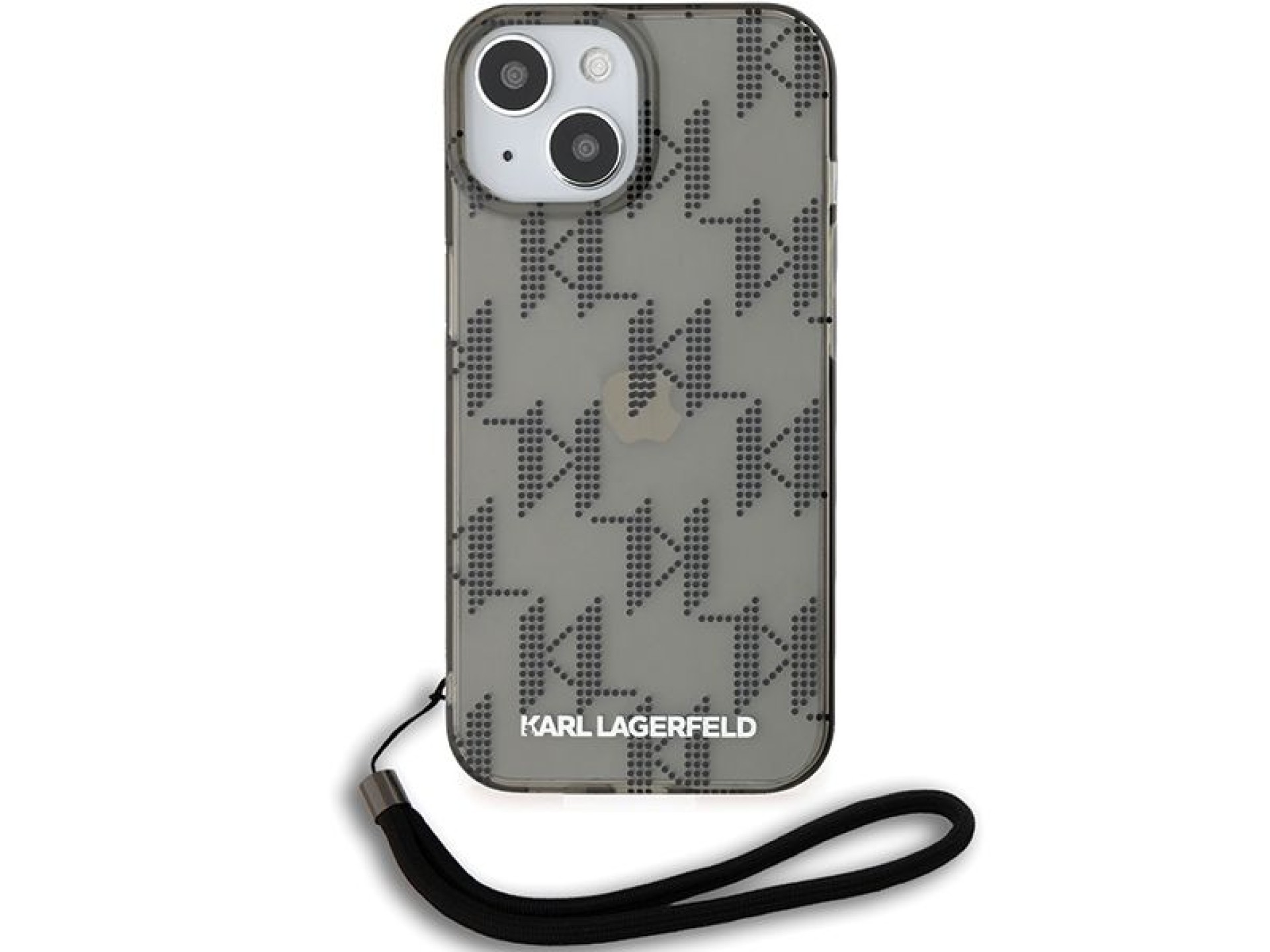Funda Karl Lagerfeld IML Mono KL Pattern & Cord para iPhone 15 / 14 / 13 - negra