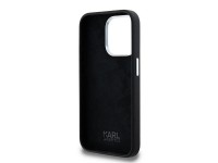 Capa de silicone com logo metálico Karl Lagerfeld para iPhone 15 Pro - preta Capa de silicone com logo metálico Karl Lagerfeld para iPhone 15 Pro - preta