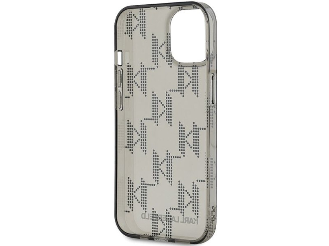 Funda Karl Lagerfeld IML Mono KL Pattern & Cord para iPhone 15 / 14 / 13 - negra