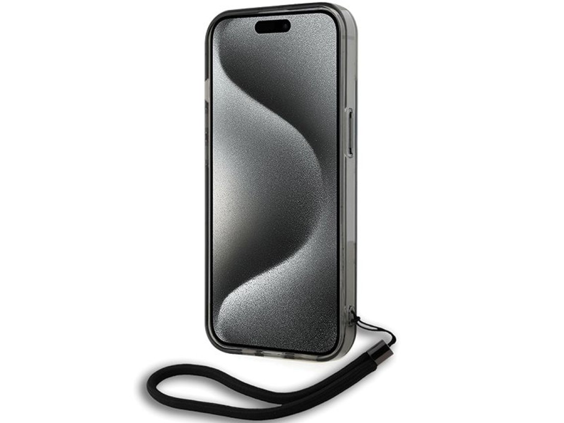 Funda Karl Lagerfeld IML Mono KL Pattern & Cord para iPhone 15 / 14 / 13 - negra