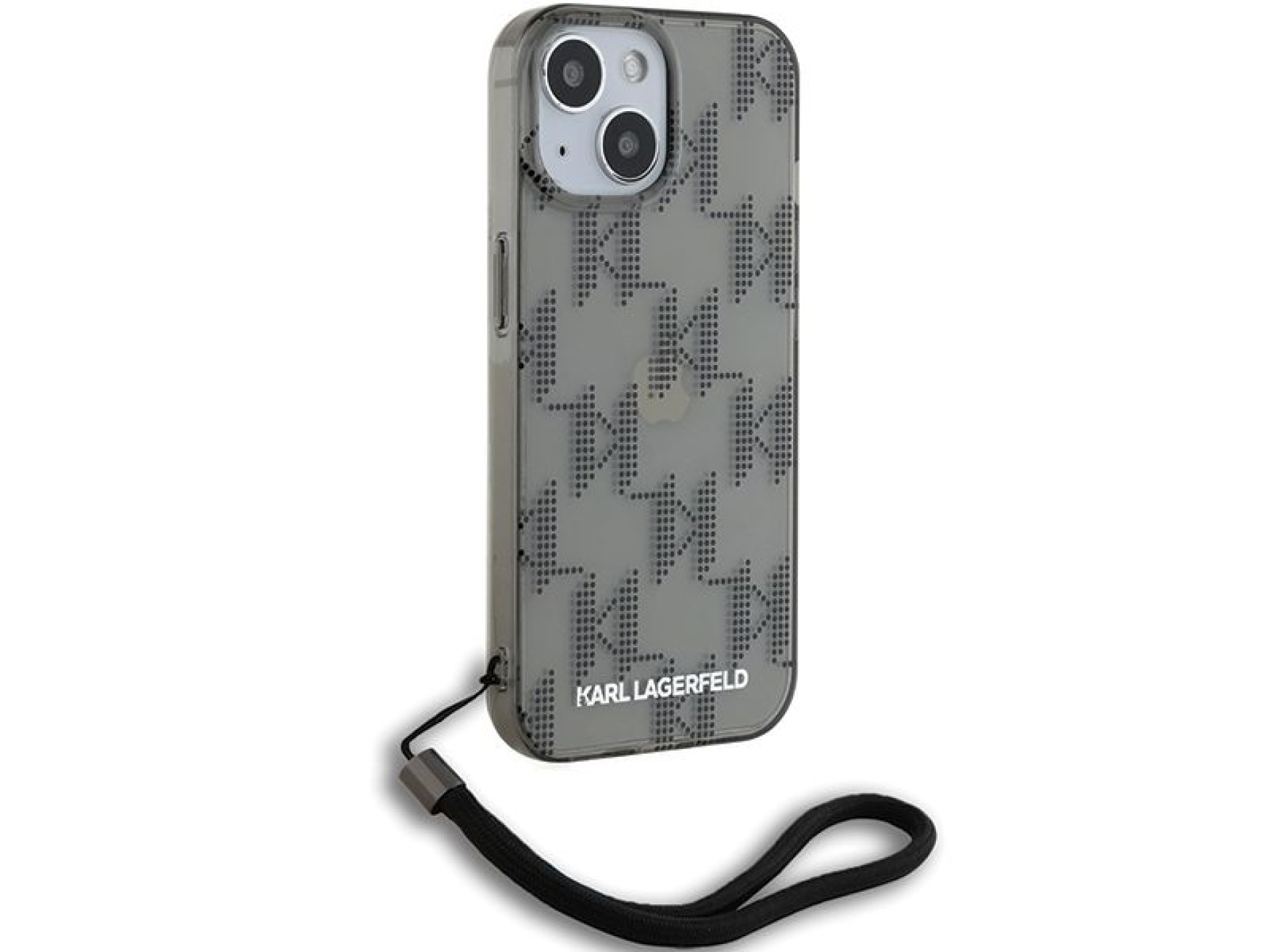 Funda Karl Lagerfeld IML Mono KL Pattern & Cord para iPhone 15 / 14 / 13 - negra