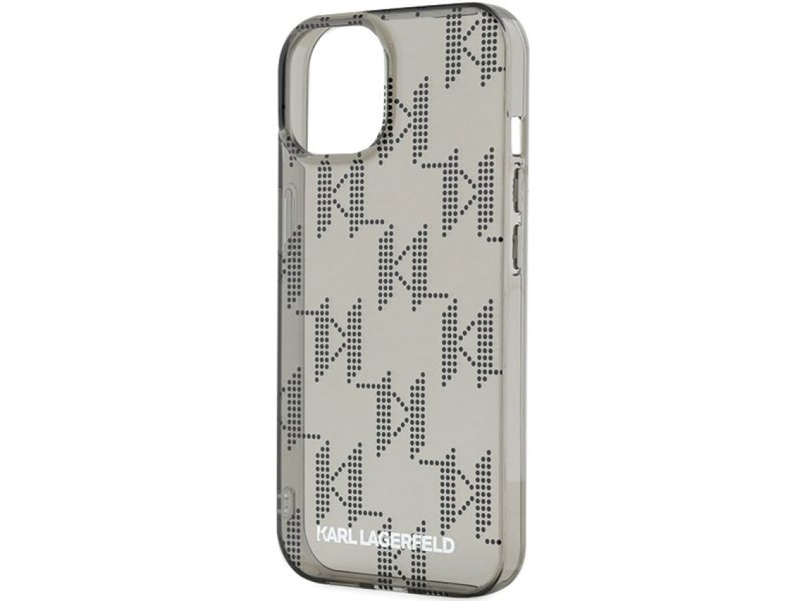 Funda Karl Lagerfeld IML Mono KL Pattern & Cord para iPhone 15 / 14 / 13 - negra