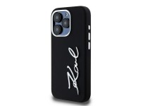Capa de silicone com logo metálico Karl Lagerfeld para iPhone 15 Pro - preta Capa de silicone com logo metálico Karl Lagerfeld para iPhone 15 Pro - preta