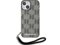 Funda Karl Lagerfeld IML Mono KL Pattern & Cord para iPhone 15 / 14 / 13 - negra Funda Karl Lagerfeld IML Mono KL Pattern & Cord para iPhone 15 / 14 / 13 - negra