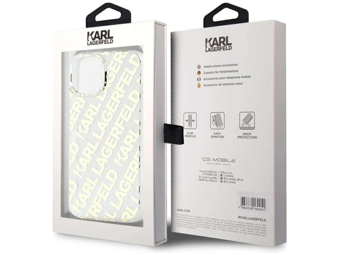 Funda Karl Lagerfeld IML Fullover Logo para iPhone 15 / 14 / 13 - dorada