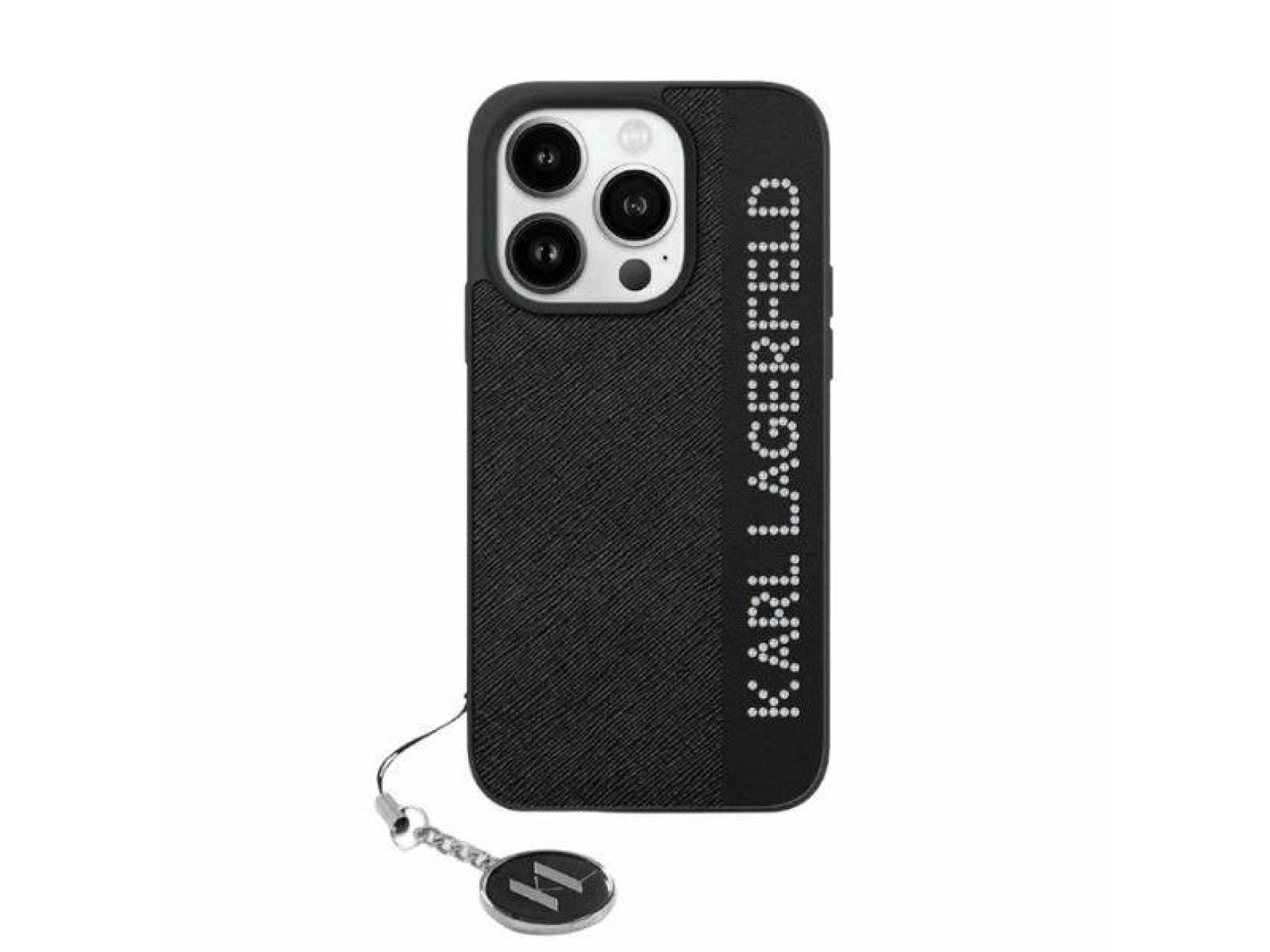 Karl Lagerfeld Saffiano Rhinestones & Charm case for iPhone 15 / 14 / 13 - black