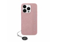 Karl Lagerfeld Saffiano Rhinestones & Charm case for iPhone 15 / 14 / 13 - pink Karl Lagerfeld Saffiano Rhinestones & Charm case for iPhone 15 / 14 / 13 - pink