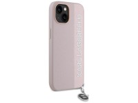 Karl Lagerfeld Saffiano Rhinestones & Charm case for iPhone 15 / 14 / 13 - pink Karl Lagerfeld Saffiano Rhinestones & Charm case for iPhone 15 / 14 / 13 - pink