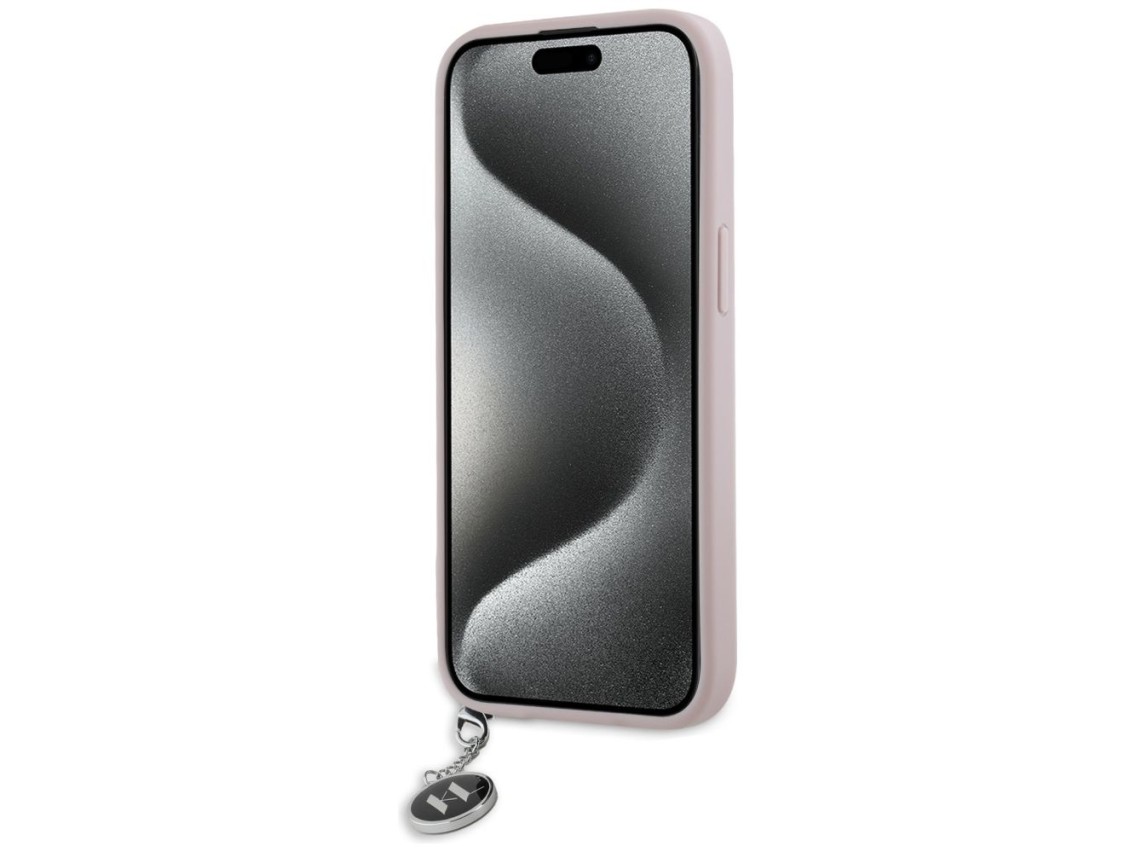 Karl Lagerfeld Saffiano Rhinestones & Charm case for iPhone 15 / 14 / 13 - pink