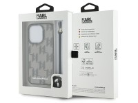 Karl Lagerfeld IML Mono KL Pattern & Cord case for iPhone 15 Pro Max - black