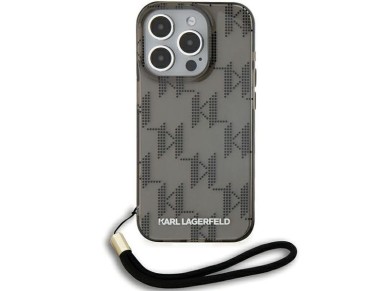 Capa Karl Lagerfeld IML Mono KL Pattern & Cord para iPhone 15 Pro Max - preta