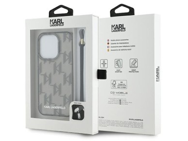 Capa Karl Lagerfeld IML Mono KL Pattern & Cord para iPhone 15 Pro Max - preta