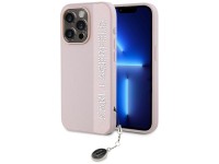 Capa Karl Lagerfeld Saffiano com strass e pingentes para iPhone 15 Pro Max - rosa Capa Karl Lagerfeld Saffiano com strass e pingentes para iPhone 15 Pro Max - rosa