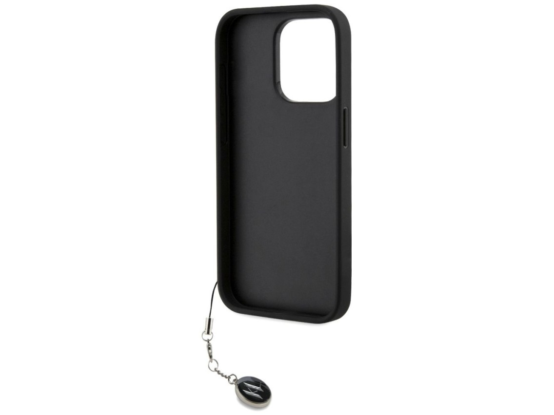 Funda Karl Lagerfeld Saffiano Rhinestones & Charm para iPhone 15 Pro Max - negra