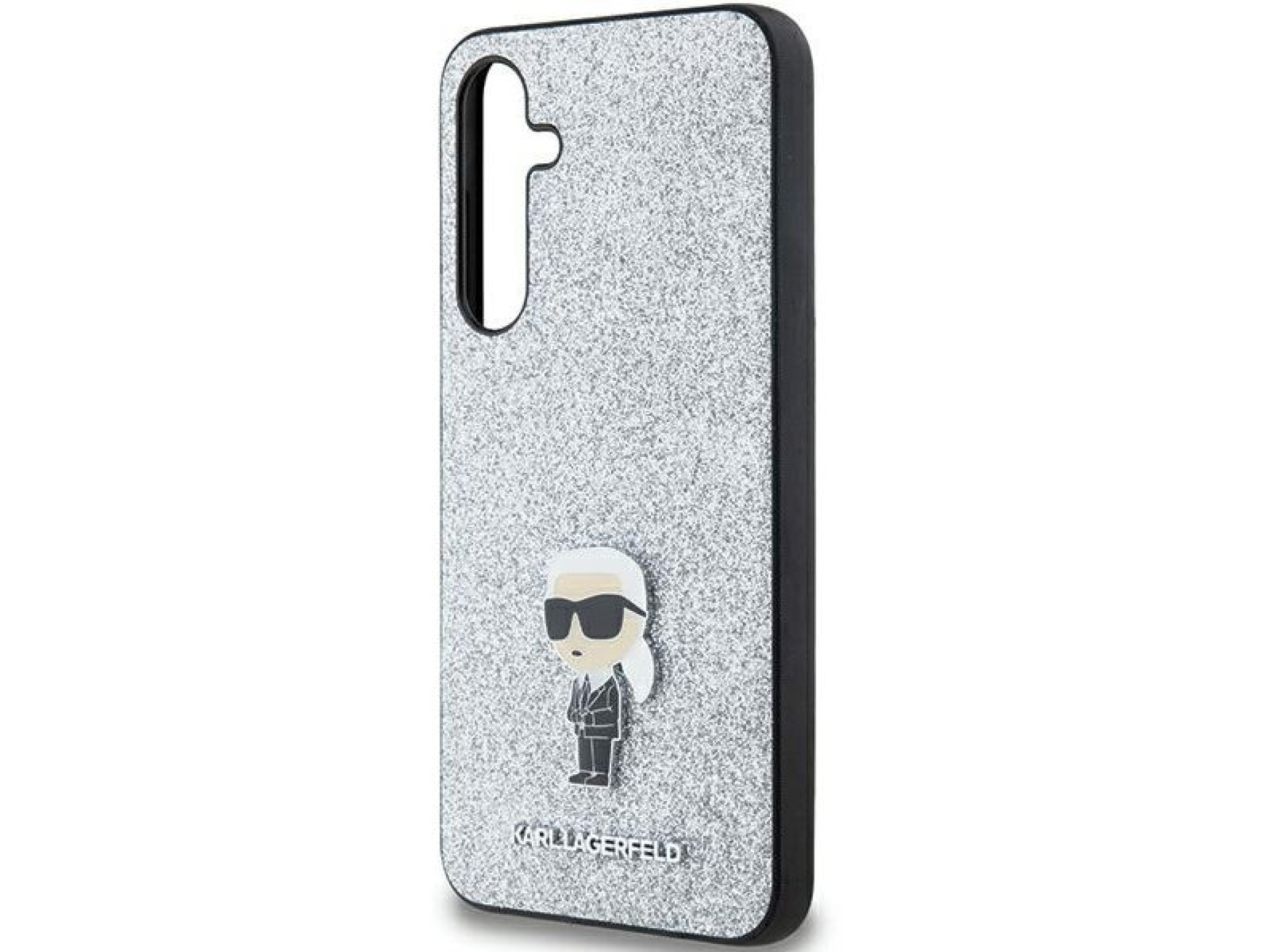 Capa Karl Lagerfeld Fixed Glitter Ikonik Logo Metal Pin para Samsung Galaxy A35 - prata