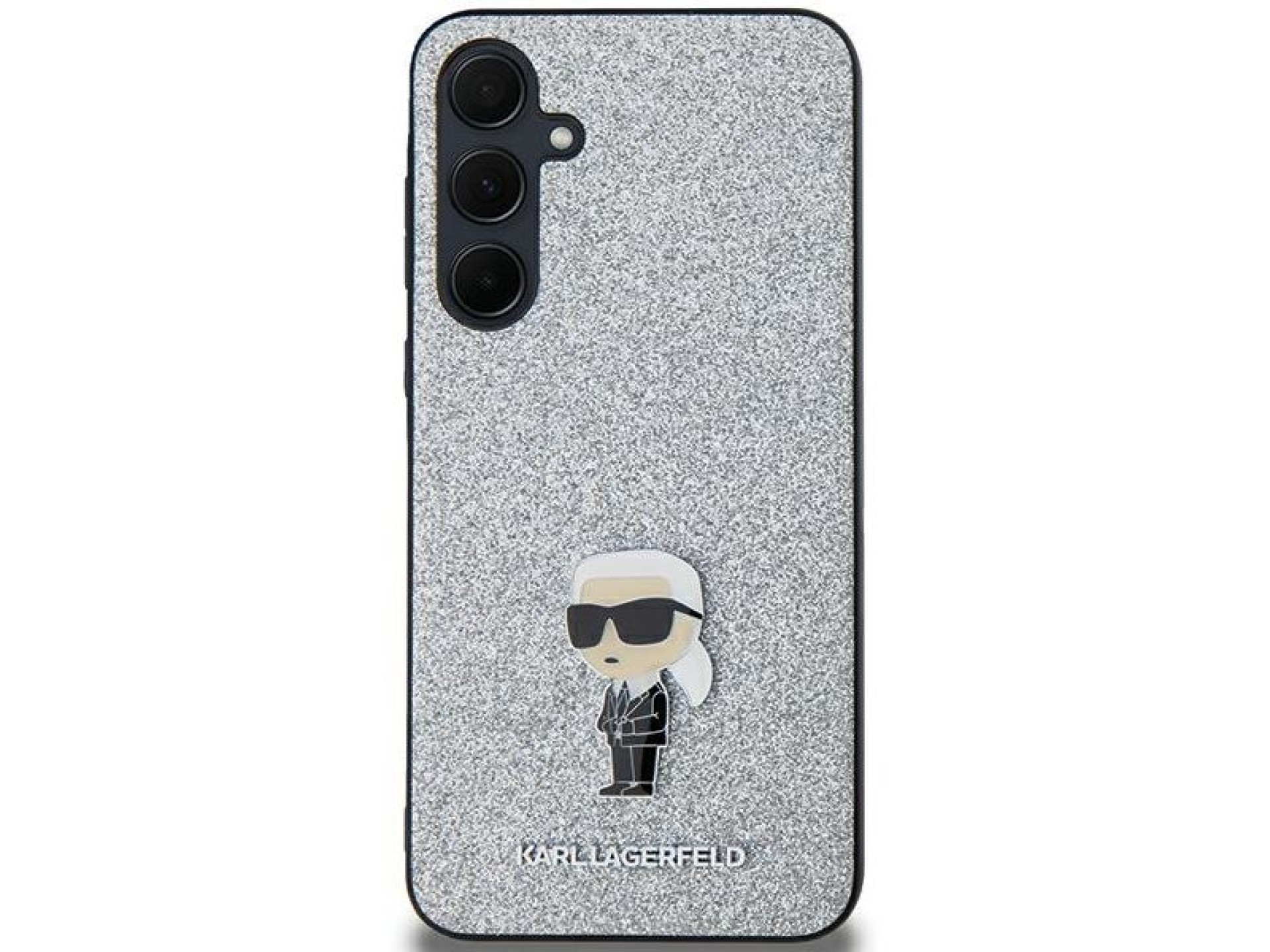 Capa Karl Lagerfeld Fixed Glitter Ikonik Logo Metal Pin para Samsung Galaxy A35 - prata