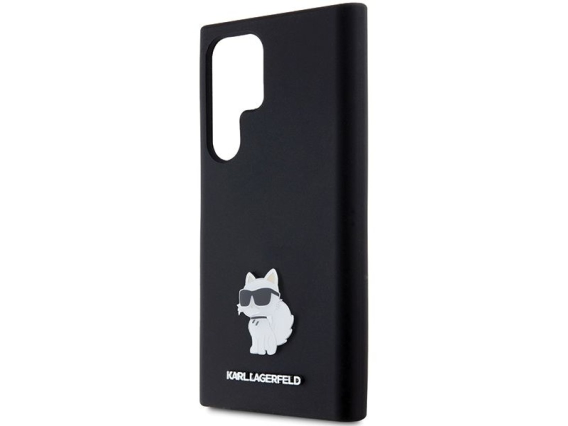 Karl Lagerfeld Silicone Choupette Metal Pin case for Samsung Galaxy S24 Ultra - black